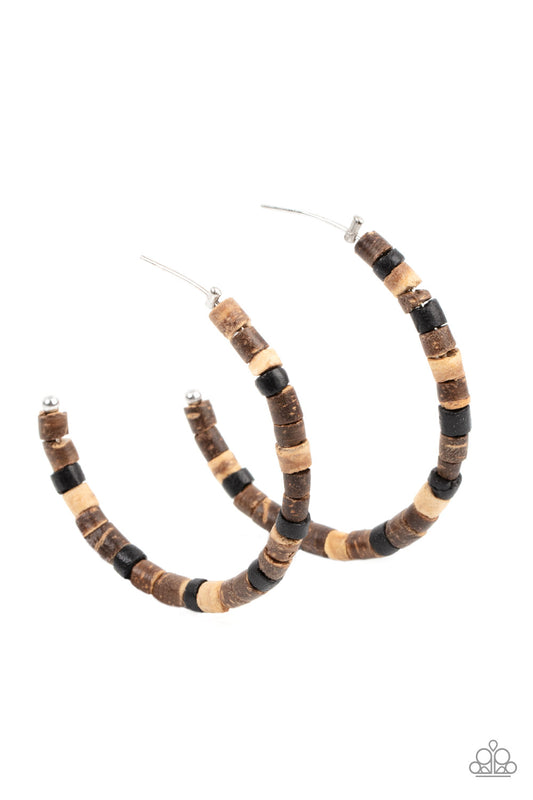 Effortlessly Earthy - Brown Paparazzi Hoop Earrings