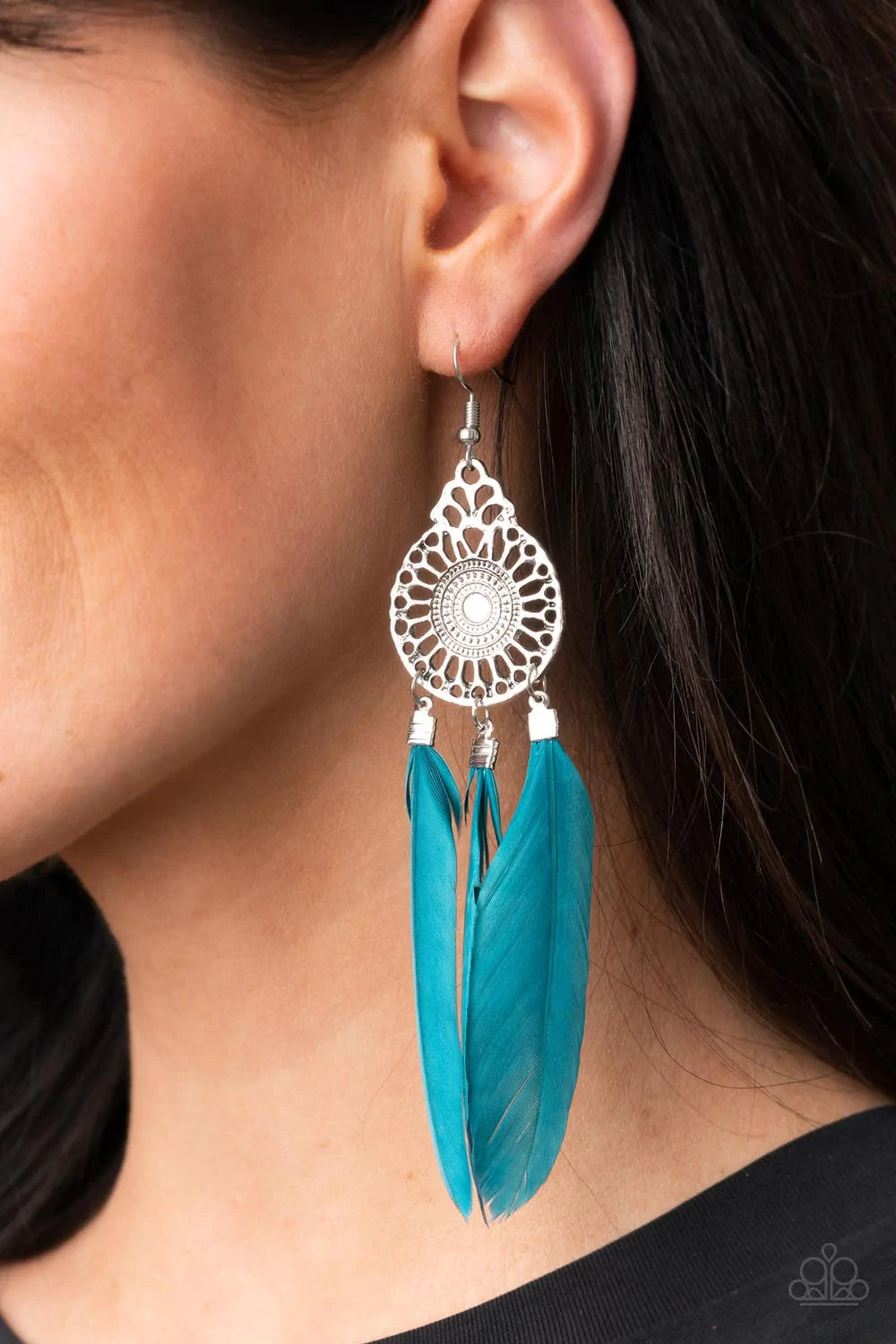 Pretty In PLUMES Blue Paparazzi Earrings