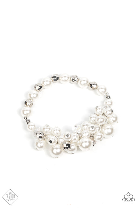 Elegantly Exaggerated - White Paparazzi Fashion Fix Bracelet
