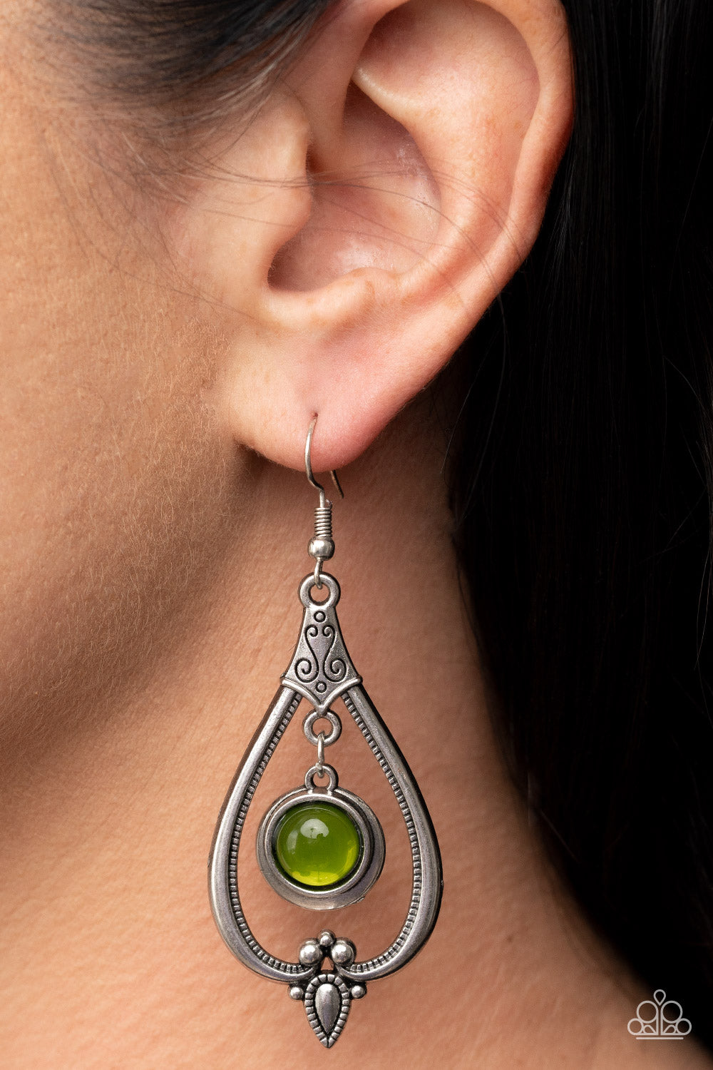 Ethereal Emblem - Green Paparazzi Earrings