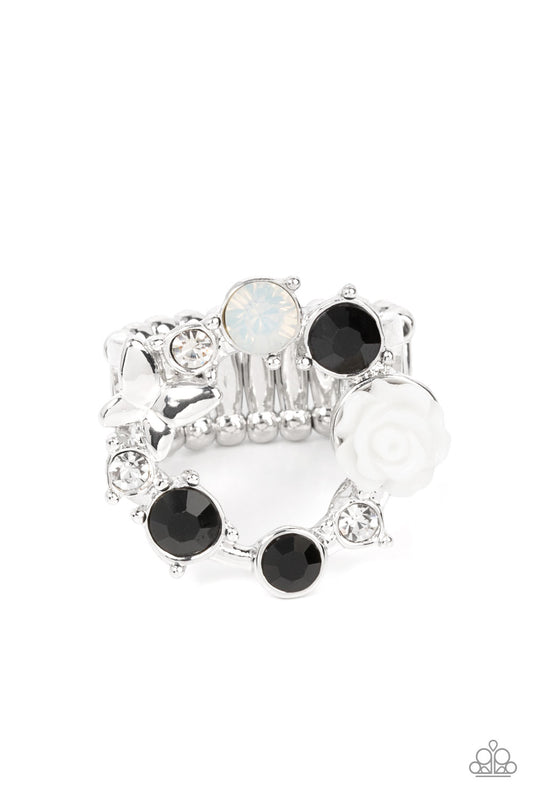 Butterfly Bustle - Black Paparazzi Ring