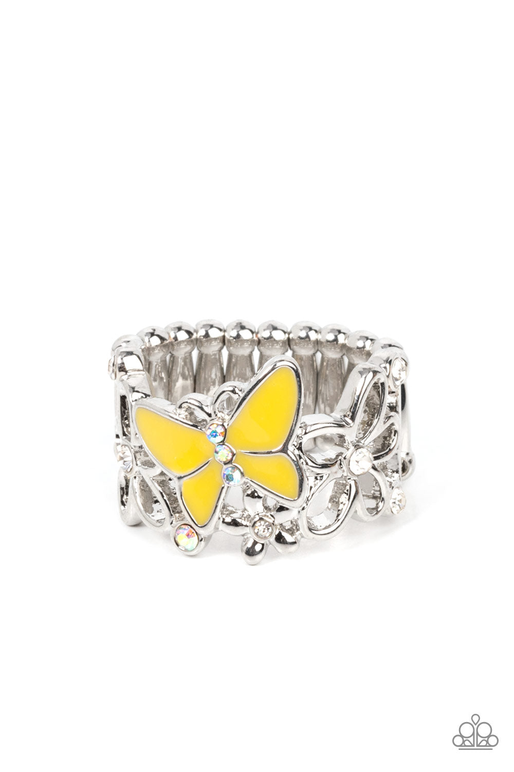 All FLUTTERED Up - Yellow Paparazzi Ring