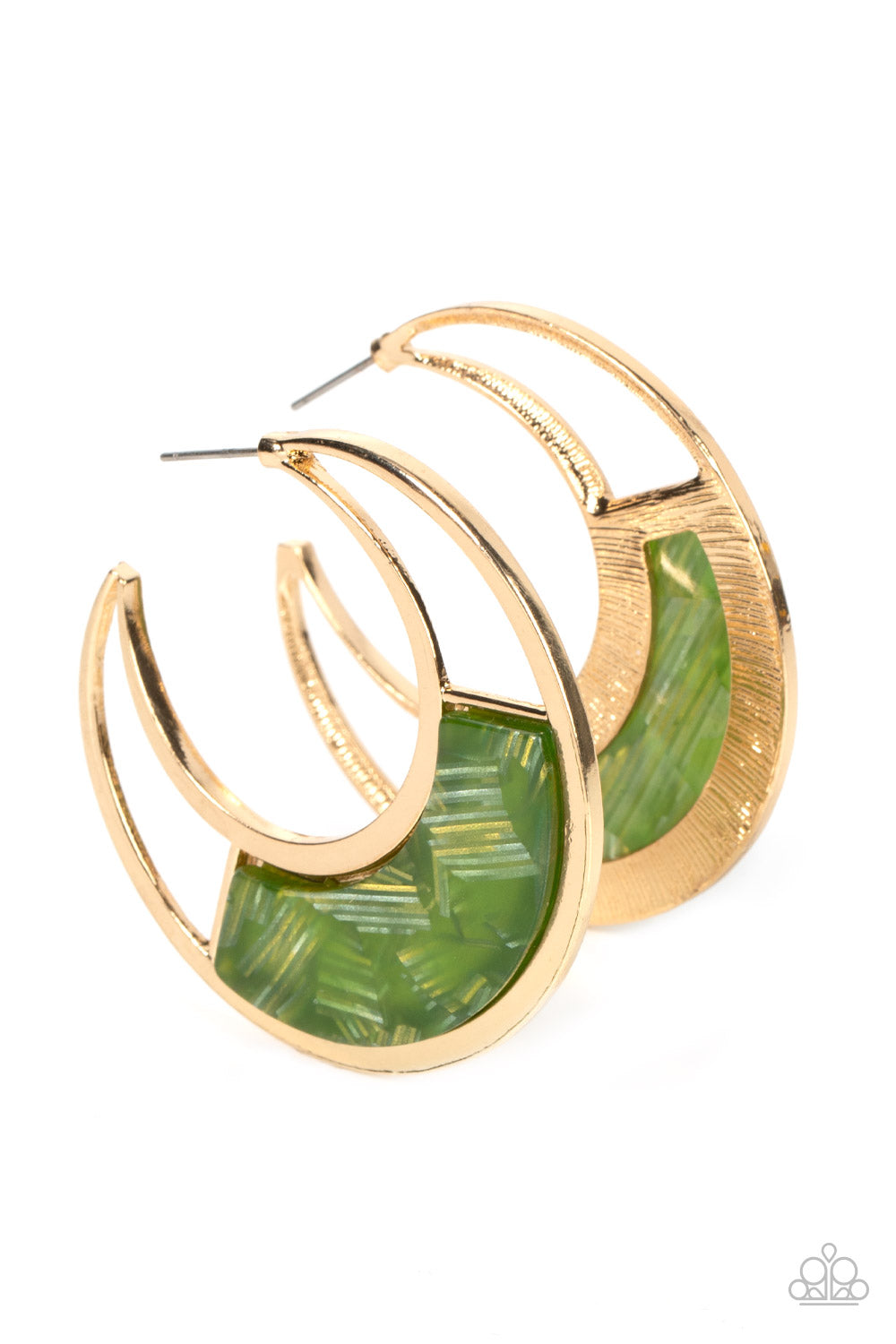 Contemporary Curves - Green Paparazzi Hoop Earrings