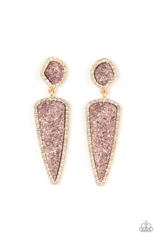 Druzy Desire - Gold Paparazzi Earrings