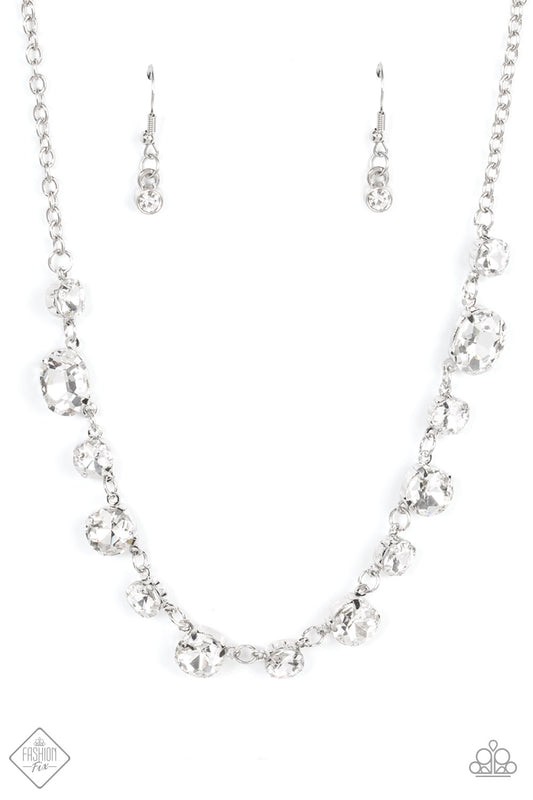 Hands Off the Crown! - White Paparazzi Exclusive Fashion Fix Necklace
