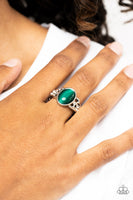 Crystals and Cats Eye - Green Paparazzi Ring