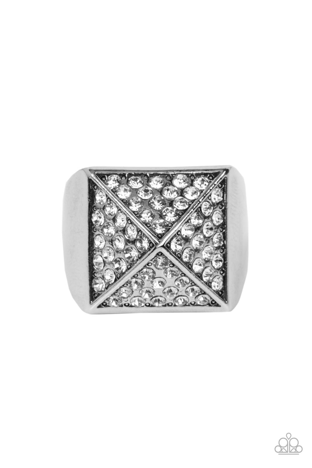 Pyramidal Powerhouse - White Paparazzi Urban Ring