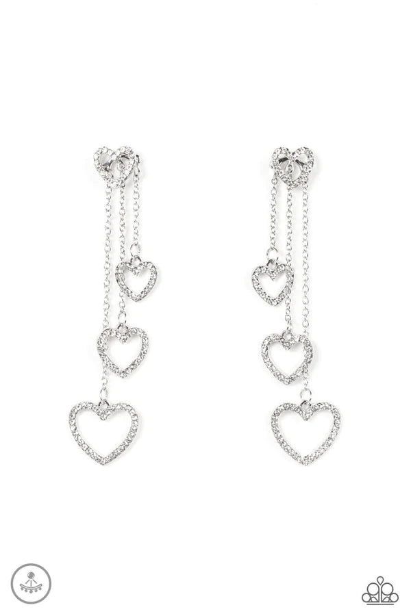 Falling In Love White Paparazzi Earrings