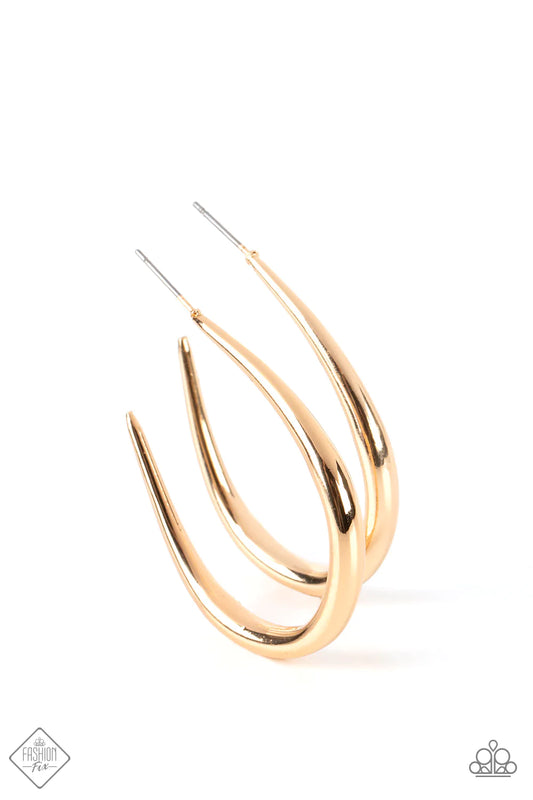 CURVE Your Appetite Gold Paparazzi Exclusive Fashion Fix Earrings