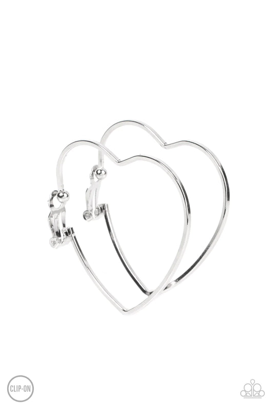 Harmonious Hearts Silver Paparazzi Earrings