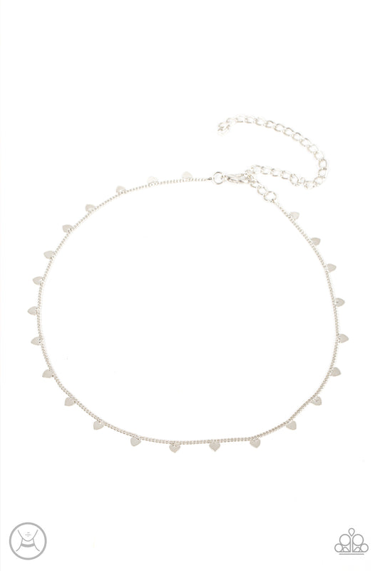 Cupids Cutest Valentine - Silver Paparazzi Choker Necklace
