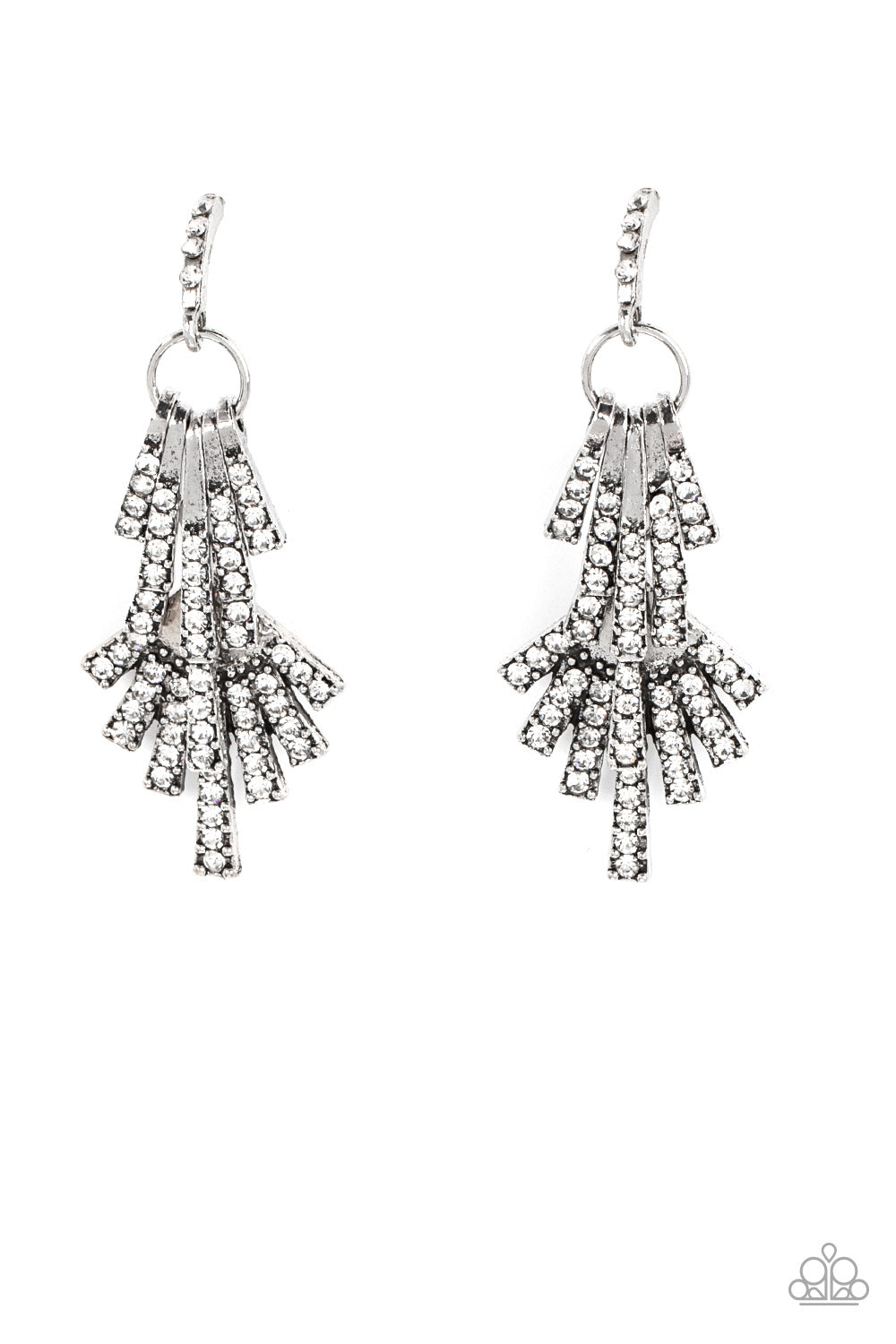 Fan of Glam - White Paparazzi Earrings
