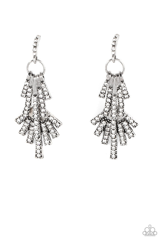 Fan of Glam - White Paparazzi Earrings