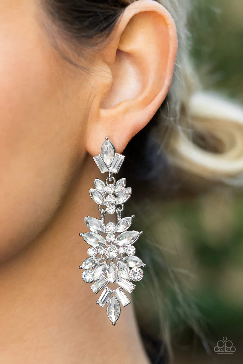 Frozen Fairytale White Paparazzi Earrings (Life Of The Party)