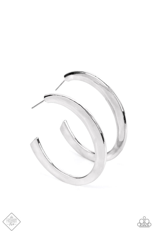 Learning Curve Silver Paparazzi Hoop Fashion Fix Earrings