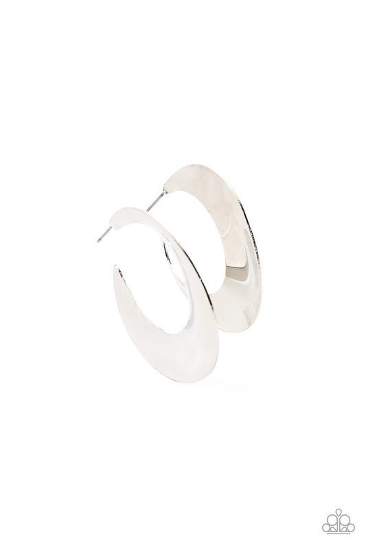 Power Curves - Silver Paparazzi Hoop Earrings