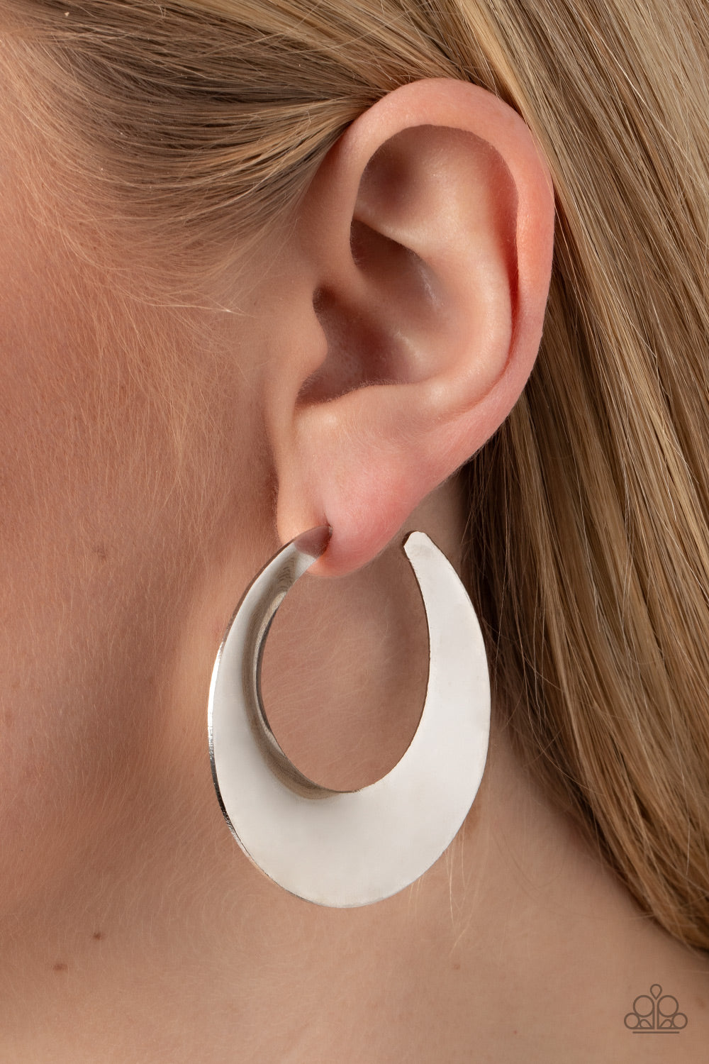 Power Curves - Silver Paparazzi Hoop Earrings