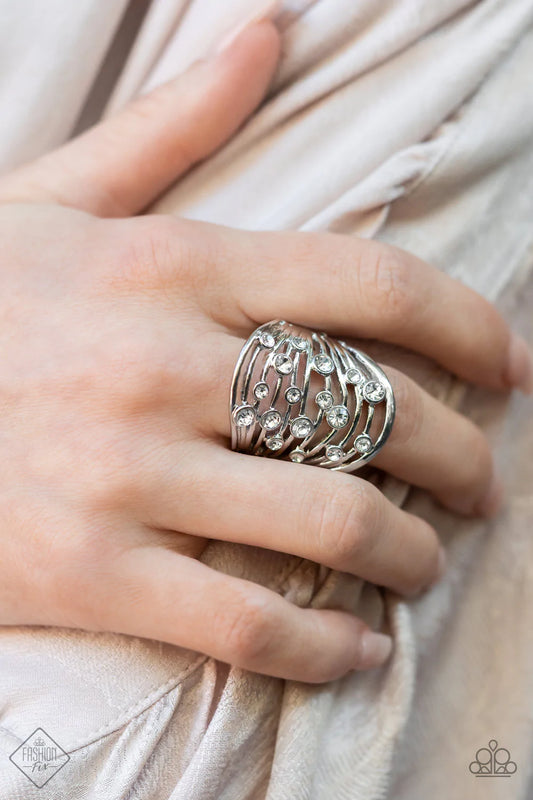 Radiantly Rising White Paparazzi Fashion Fix Ring