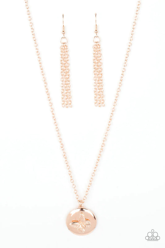 Monarch Meadow Rose Gold Paparazzi Necklace