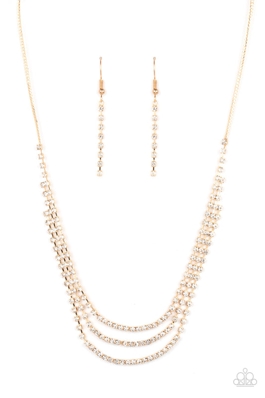 Surreal Sparkle - Gold Paparazzi Necklace
