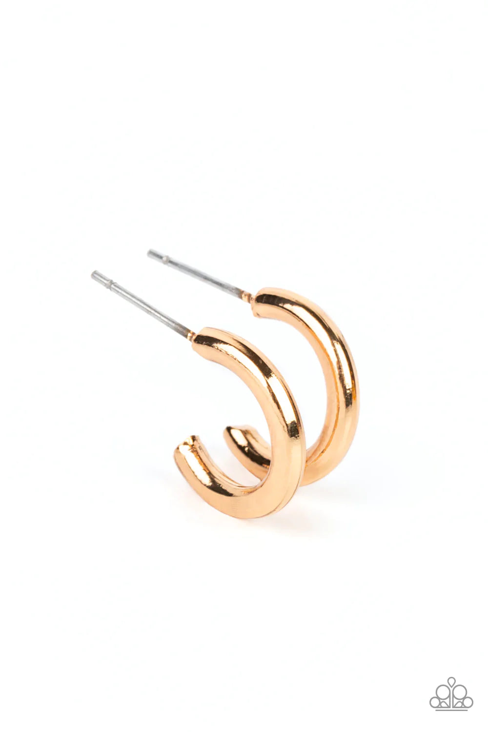 Small-Scale Shimmer Gold Paparazzi Hoop Earrings