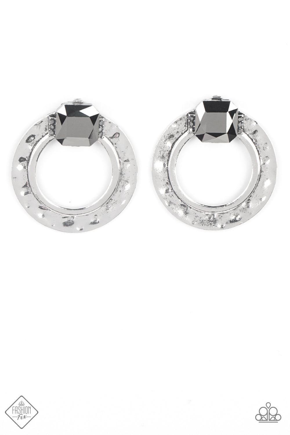 Smoldering Scintillation - Silver Paparazzi Fashion Fix Earrings