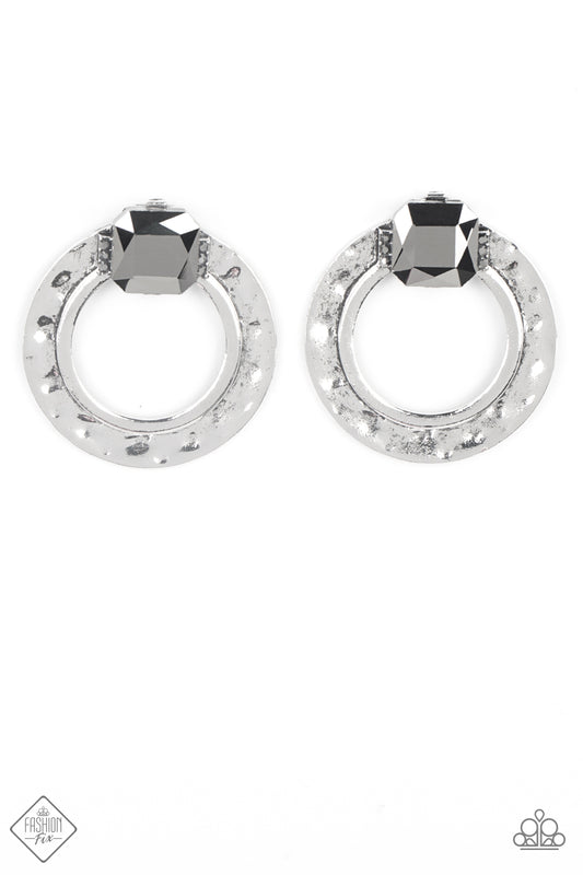 Smoldering Scintillation - Silver Paparazzi Fashion Fix Earrings