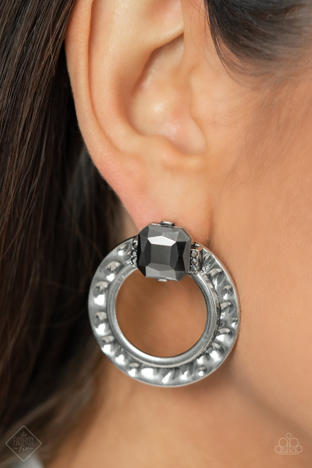 Smoldering Scintillation - Silver Paparazzi Fashion Fix Earrings