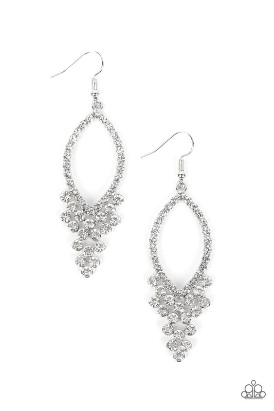 GLOWING off the Deep End - White Paparazzi Earrings