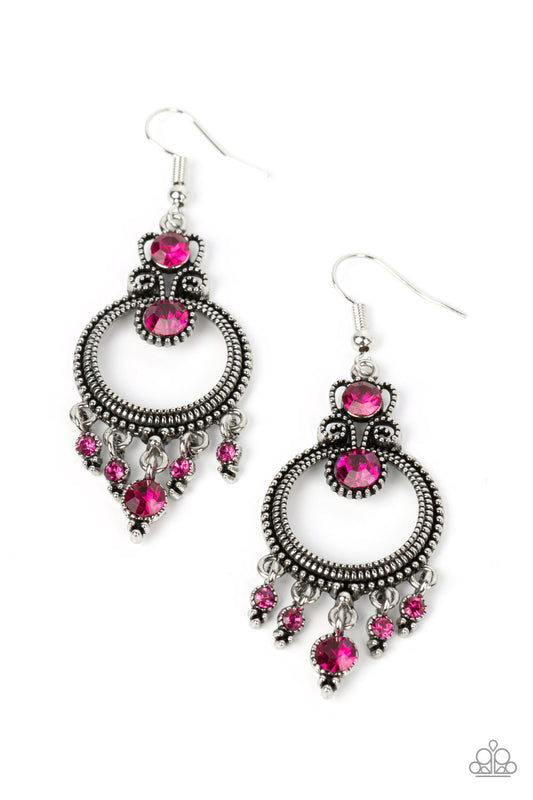 Palace Politics - Pink Paparazzi Earrings