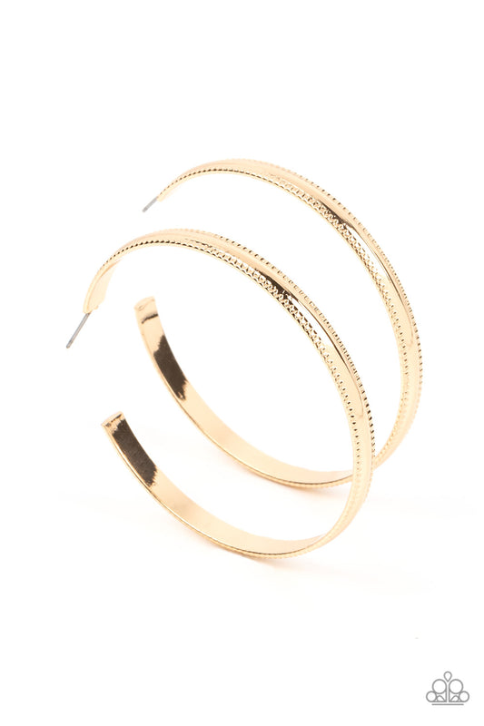 Monochromatic Magnetism - Gold Paparazzi Hoop Earrings