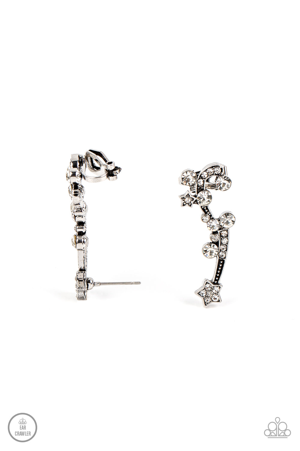 Astral Anthem - White Paparazzi Ear-Crawler Earrings