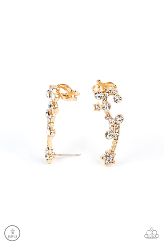 Astral Anthem - Gold Paparazzi Ear-Crawler Earrings