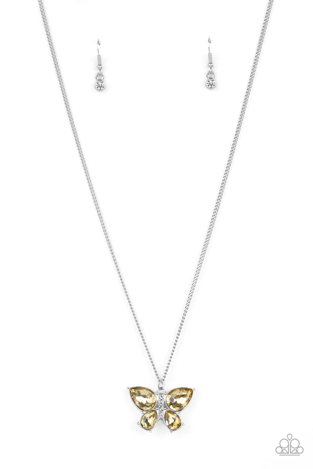 Free Flying-Flutter Yellow Paparazzi Necklace