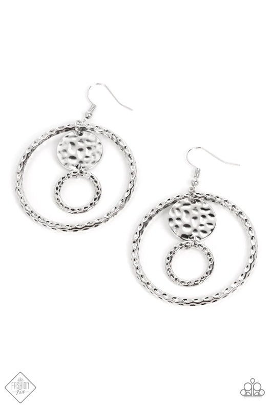 Mojave Metal Art Silver Paparazzi Fashion Fix Earrings
