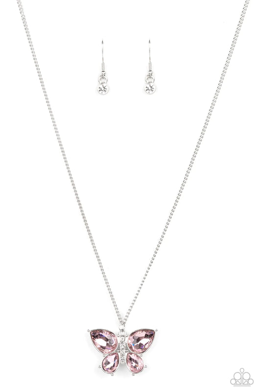 Free-Flying Flutter Pink Paparazzi Necklace