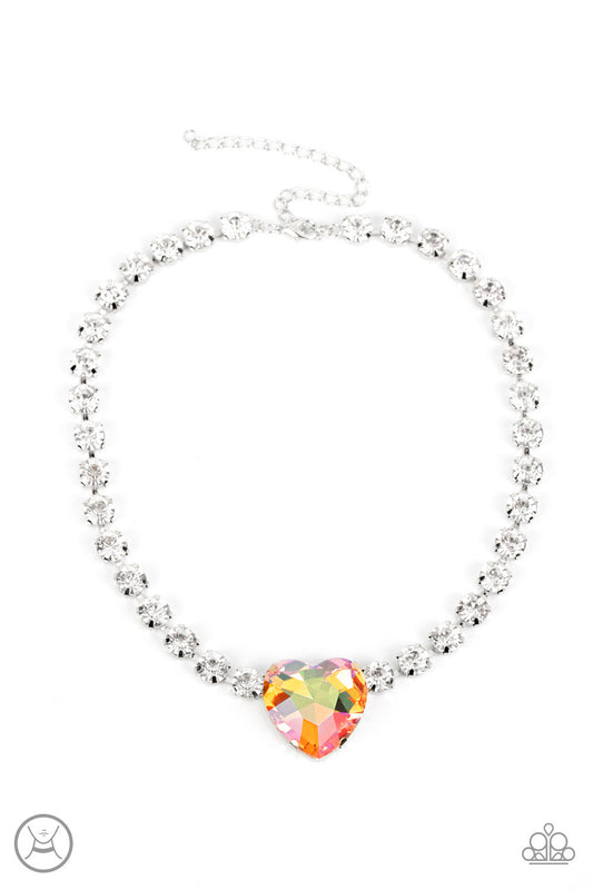 Heart in My Throat - Orange Paparazzi Life of the Party Necklace