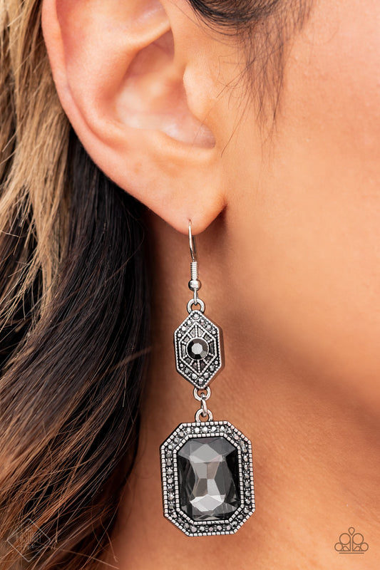 Starry-Eyed Sparkle Silver Paparazzi Fashion Fix Earrings