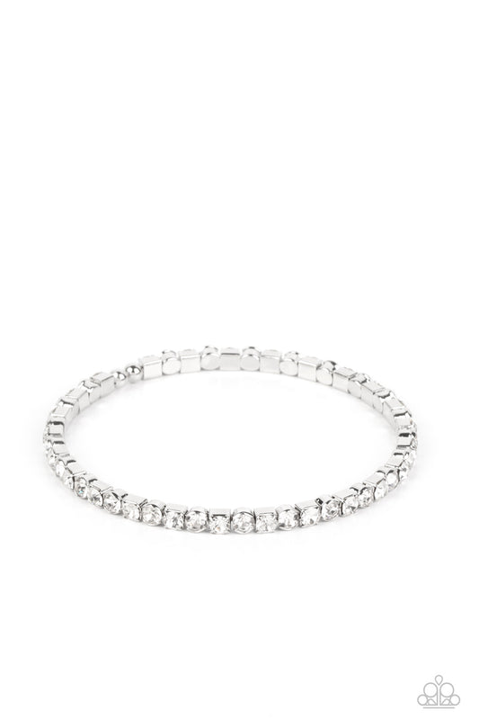 Rhinestone Spell White Paparazzi Bracelet