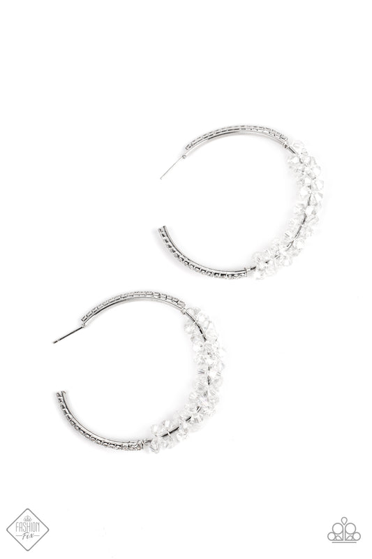 Bubble-Bursting Bling White Paparazzi Fashion Fix Earrings