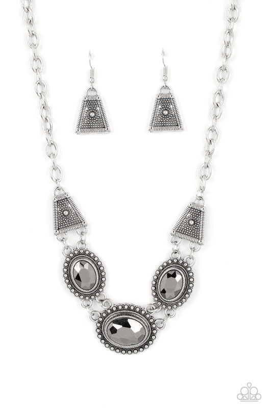 Textured TRAPEZOID - Silver Paparazzi Necklace