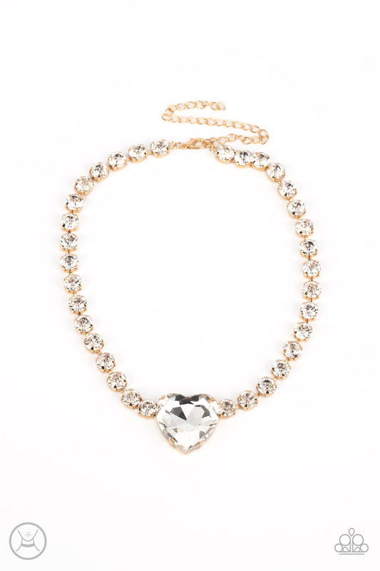 Heart in My Throat - Gold Paparazzi Choker Necklace