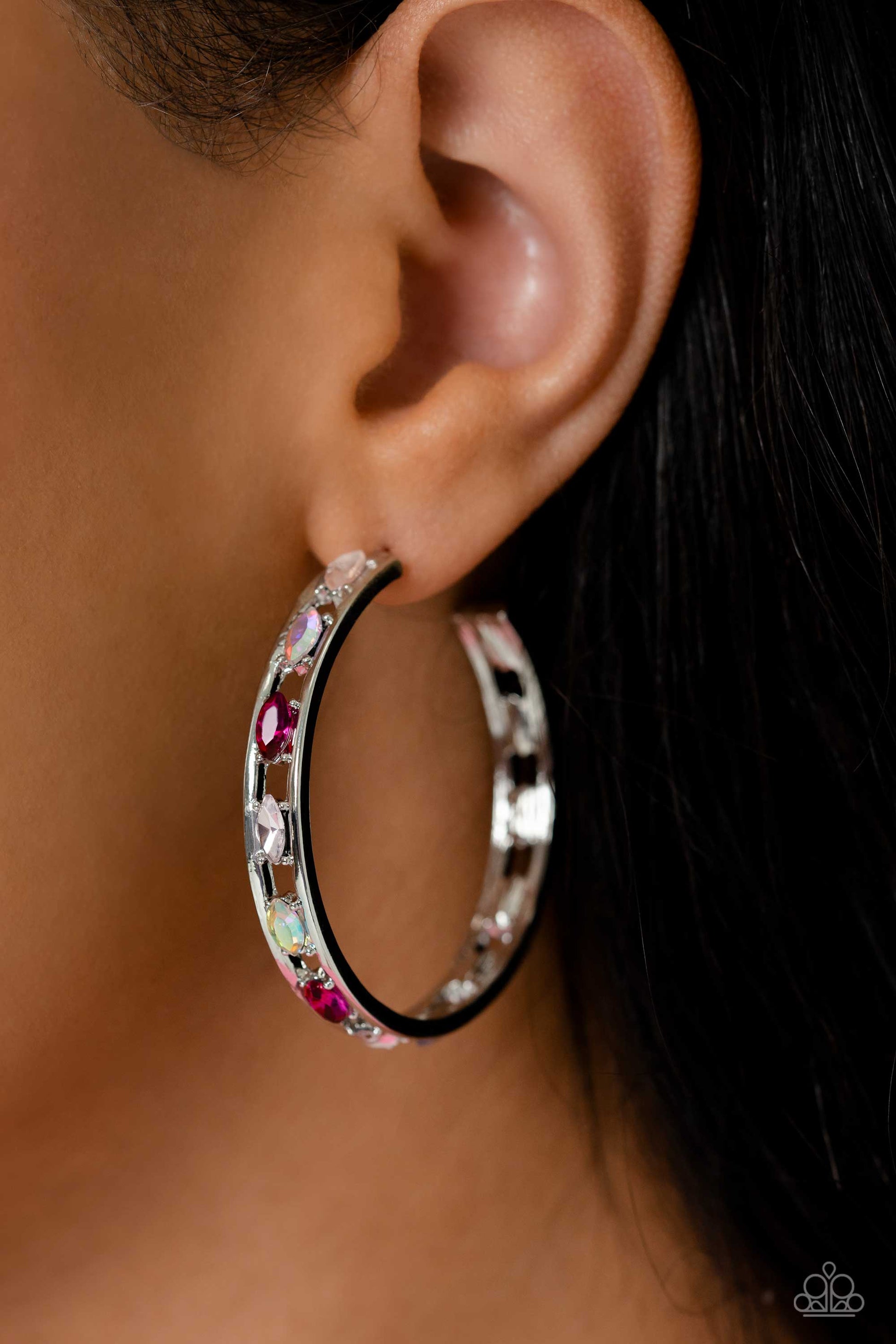 The Gem Fairy - Pink Paparazzi Life of the Party Hoop Earrings