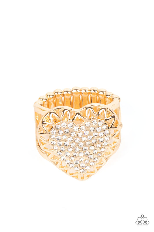 Romantic Escape - Gold Paparazzi Ring