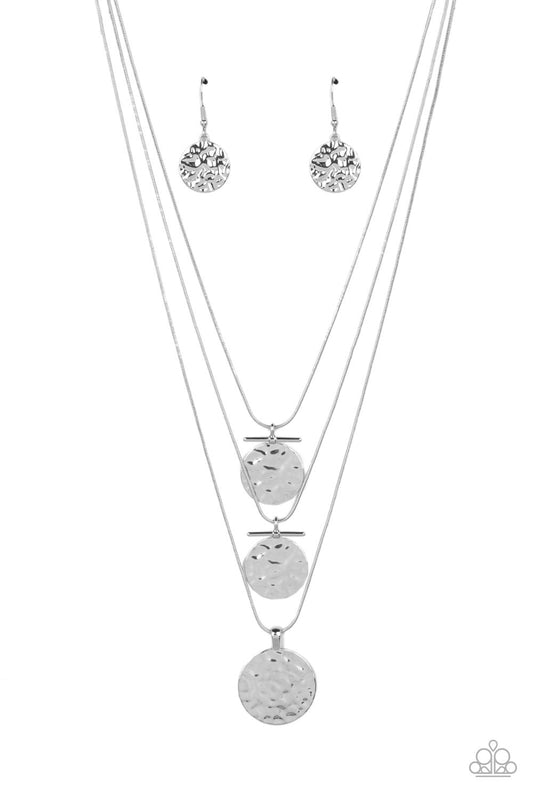 Dizzying Discs - Silver Paparazzi Necklace