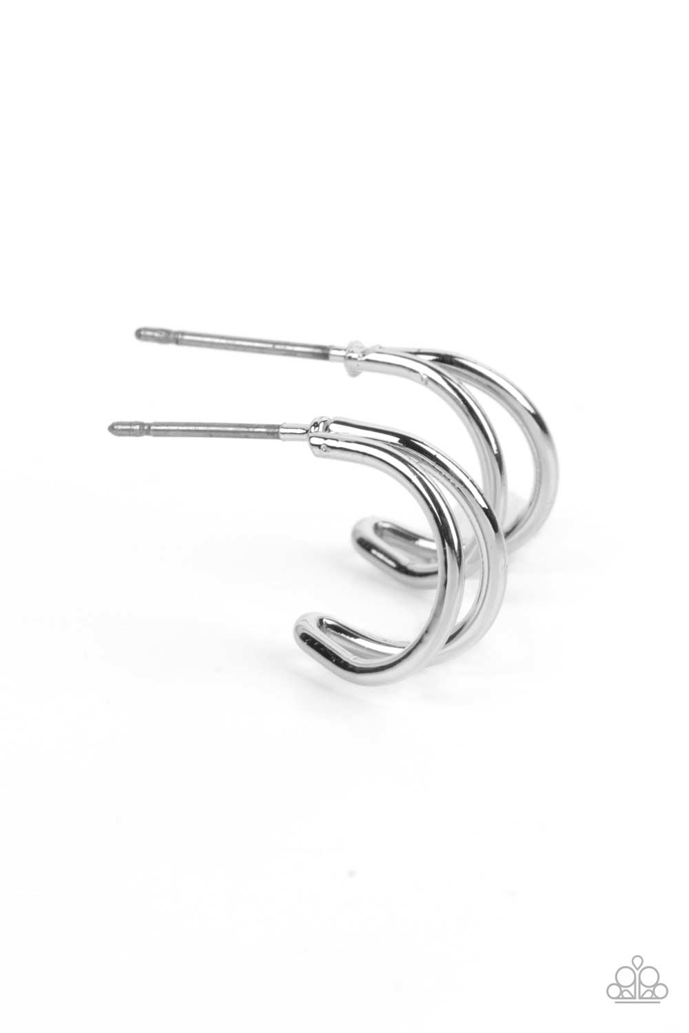 Charming Crescents - Silver Paparazzi Dainty Hoop Earrings