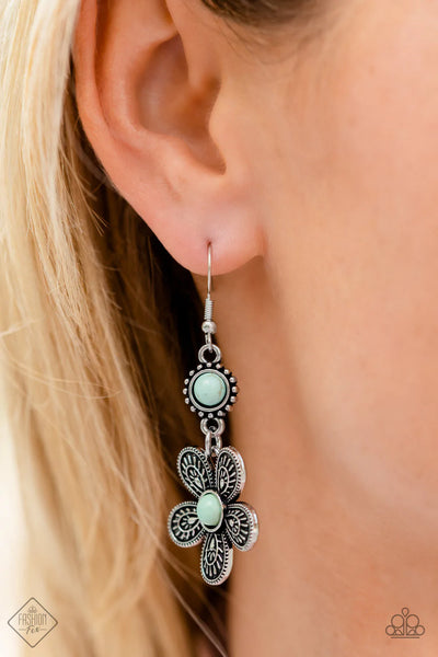 Free Spirited Flourish Blue Paparazzi Fashion Fix Earrings