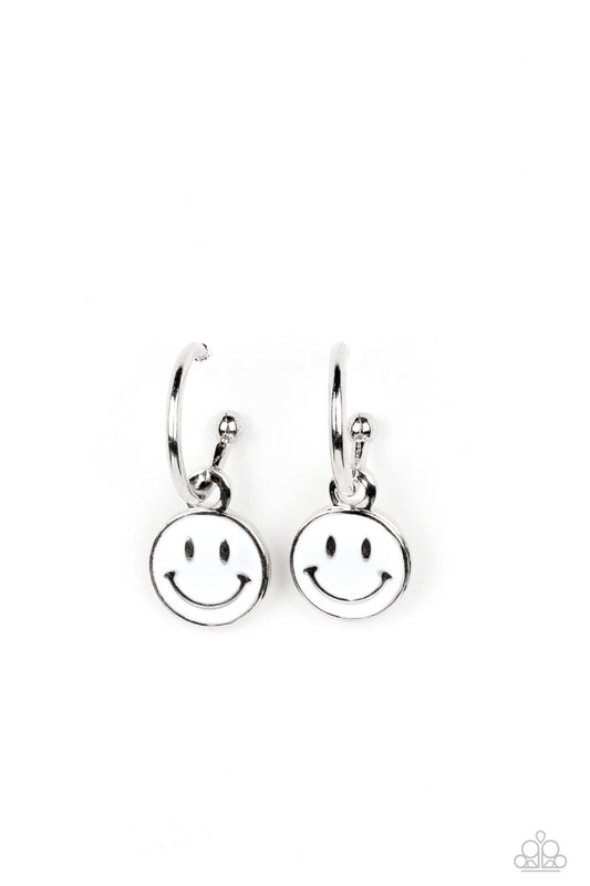 Subtle Smile - White Paparazzi Earrings