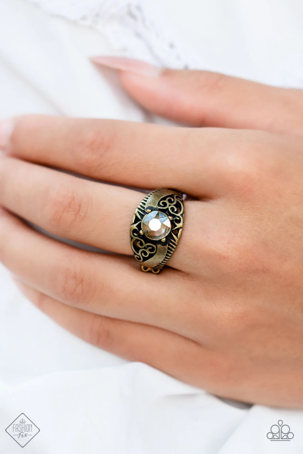 Shimmer in Time Brass Paparazzi Fashion Fix Ring