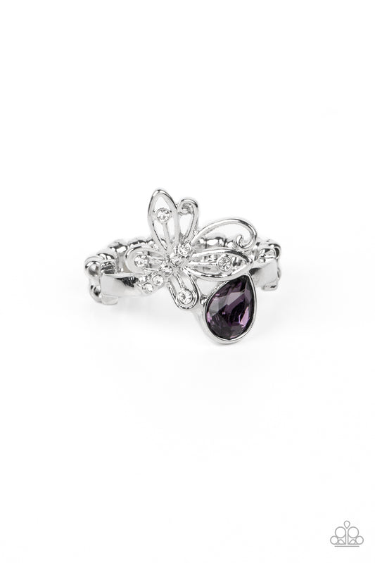 Flawless Flutter - Purple Paparazzi Ring